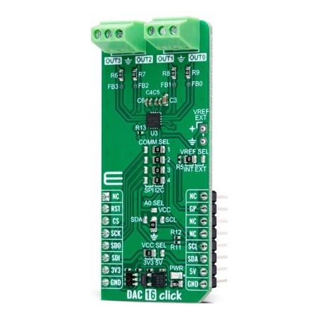 Vue de côté du Module DAC 16 Click MIKROE-6209