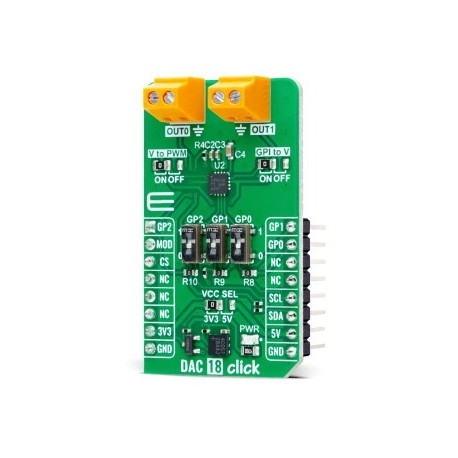 Vue de côté du Convertisseur DAC 18 click MIKROE-6137