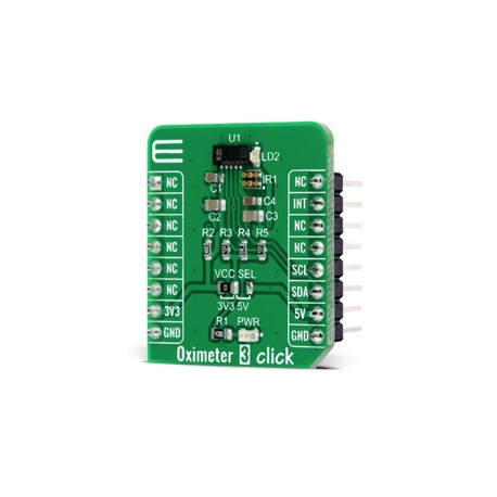 Vue de côté du capteur oxymètre de pouls VCNL4020C-GS08 Oximeter 3 Click MIKROE-4267