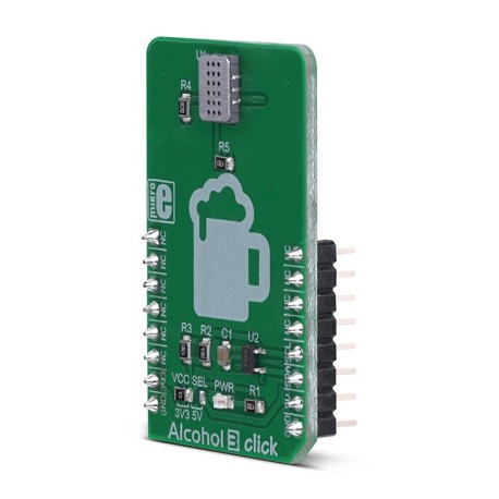 Vue de côté du Capteur Alcohol 3 Click MIKROE-3318 pour détection d'alcool