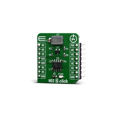 Vue de côté du Capteur de gaz NO 2 Click MIKROE-3700