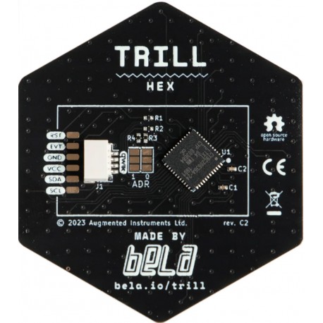 Vue arrière du Capteur capacitif I2C multidirectionnel Trill Hex