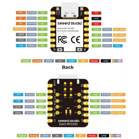 Brochages de la carte Seeed Studio XIAO RP2350 102010550