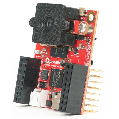 Vue de l'OpenMV Cam RT1062 équipé du module caméra événementielle Prophesee GENX320