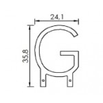 Dimensions de la lettre G en led filament rigide ( blanc chaud )