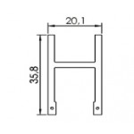 Dimensions de la lettre H en led filament rigide ( blanc chaud )