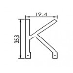 Dimensions de la lettre K en led filament rigide ( blanc chaud )