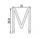 Dimensions de la lettre M en led filament rigide ( blanc chaud )