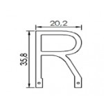 Dimensions de la lettre R en led filament rigide ( blanc chaud )