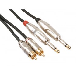 Cordon 2x jack 6,35mm - 2x RCA mâle (5m)  - 1