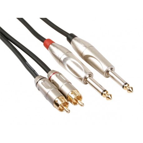 Cordon 2x jack 6,35mm - 2x RCA mâle (5m)  - 1