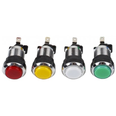 Bouton arcade 30 mm vissable argenté lumineux