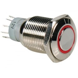 Bouton-poussoir anti-vandal anneau rouge  - 1