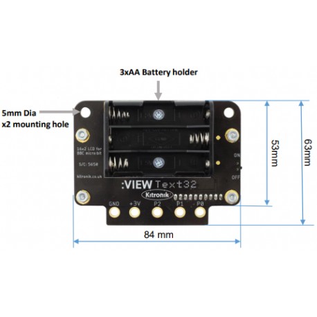 Vue arrière du LCD :VIEW text32 Kitronic 5650