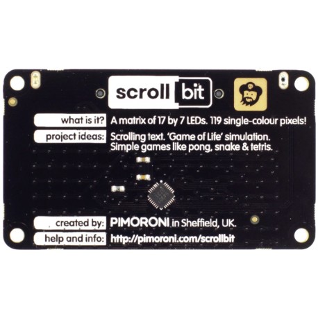 Vue arrière du module Pimoroni scroll:bit PIM353 pour micro:bit
