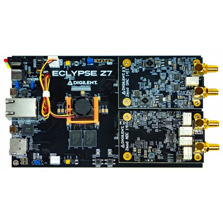 Vue de dessus de la carte SoC Zynq-7000 Eclypse Z7 équipée de modules Zmod