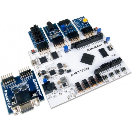 Platine Arty S7 associée à des modules Pmod optionnels
