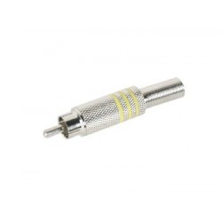 Connecteur RCA mâle nickelé bague jaune  - 1