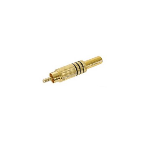 Connecteur RCA mâle doré bague noir  - 1