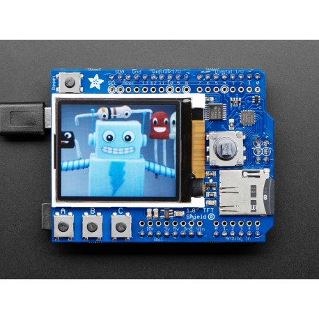 Le shield afficheur couleur TFT 1,8" pour Arduino® en fonctionnement