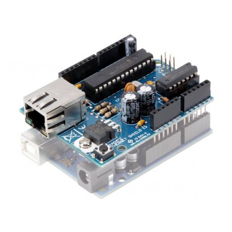 Ethernet shield (en kit) montée sur un Arduino® (non livré)