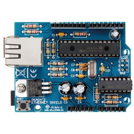 Ethernet shield (en kit) pour Arduino® en vue de dessus