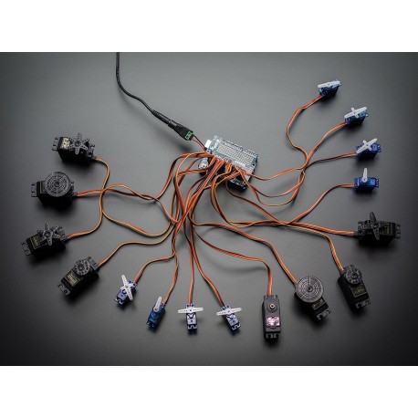 Exemple d'utilisation de la platine Shield I2C pour 16 servos ADA1411