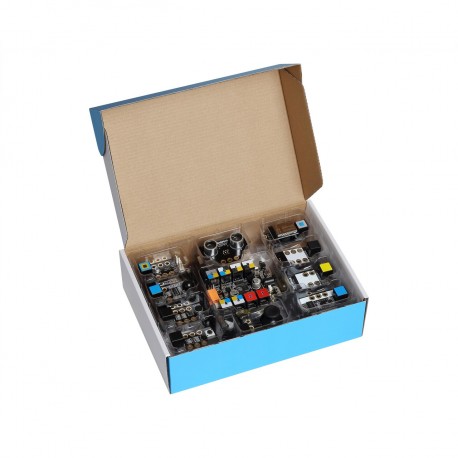 Boite ouverte de l' Inventor Electronic Kit Makeblock 94004