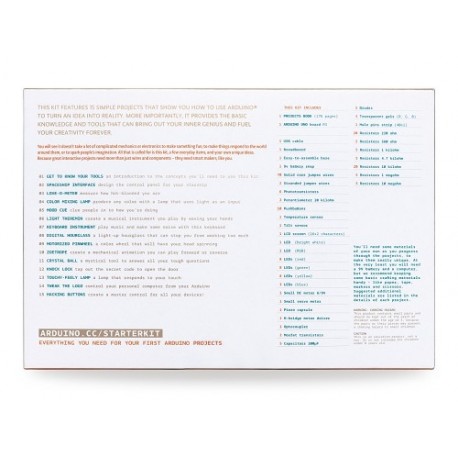 Vue arrière du kit complet Arduino officiel K020007 en Français