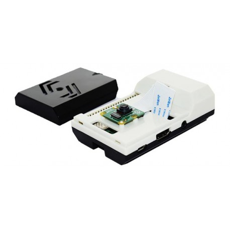 Boitier LEX-CASE-R13 présenté avec une Raspberry Pi 3B+ et caméra