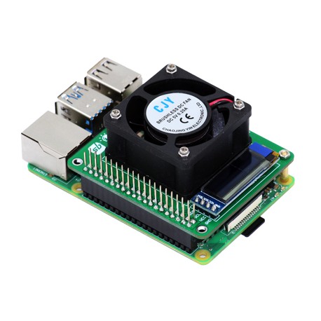 Shield PiFan avec afficheur OLED monté sur une Raspberry Pi