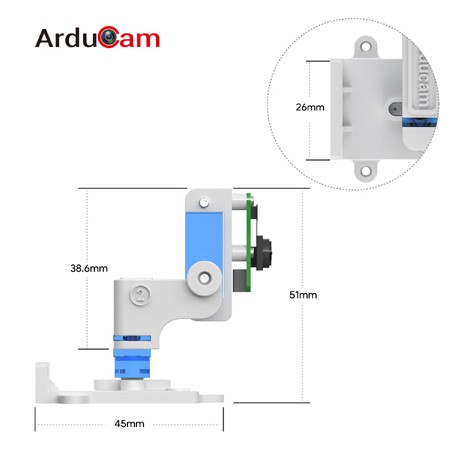 Dimensions du support ArduCam Pan Tilt