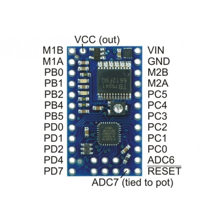 Brochage de la platine Pololu Baby Orangutan B-328