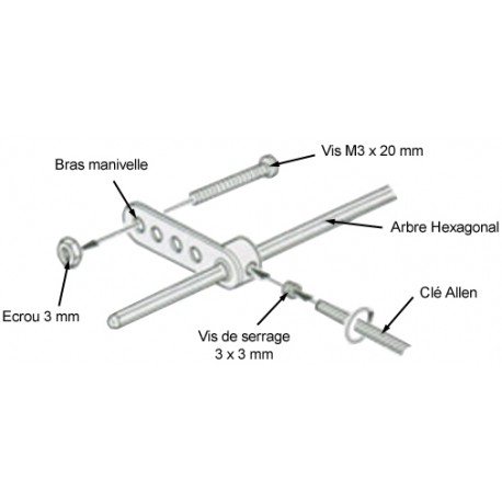 Exemple de montage avec le jeu d'arbres 3 mm TAMIYA 70105
