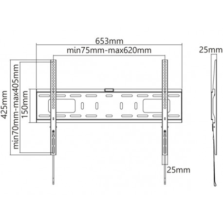 Dimensions du support mural fixe pour TV (37"-70")