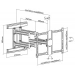 Dimensions du support mural orientable à longue course de débattement pour TV (37"-70")