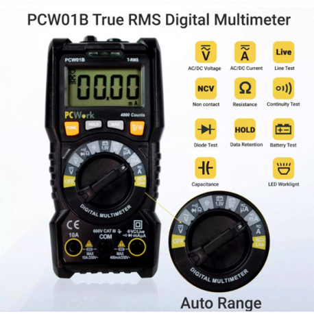 Détail du multimètre True RMS 4000 points PCW01B