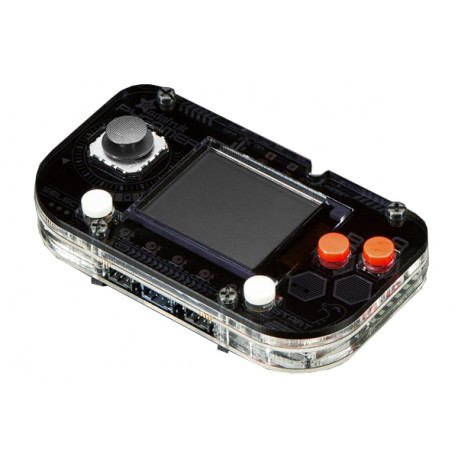 Le boitier Adafruit 4238 monté sur un module PyGamer