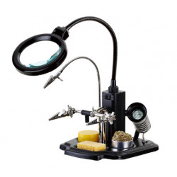 Support de fer avec lampe, loupe, 3ème main, support de bobine d'étain