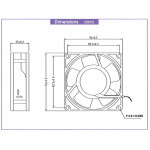 Dimensions Ventilateur 230V Bi-Sonic 92x92x25mm 9P-230HS