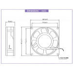 Dimensions Ventilateur 230V Bi-Sonic 80x80x25mm 8P-230L