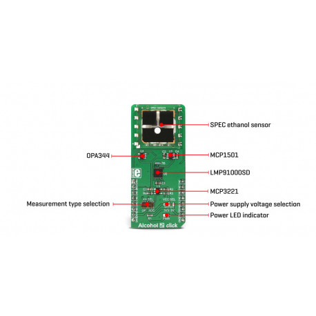 Détail du capteur de gaz Alcool 2 Click MIKROE-3097