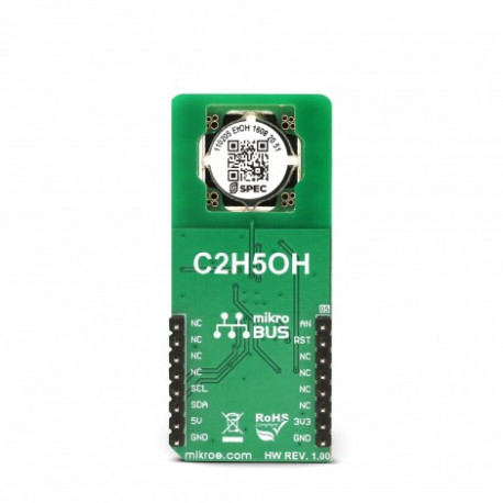 Vue arrière du capteur de gaz Alcool 2 Click MIKROE-3097