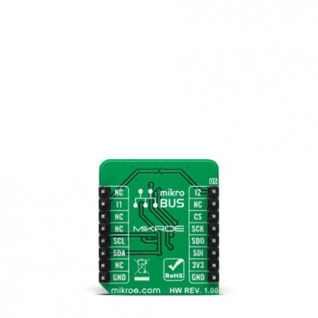 Vue arrière de l'accéléromètre 3 axes Accel 15 Click MIKROE-4501