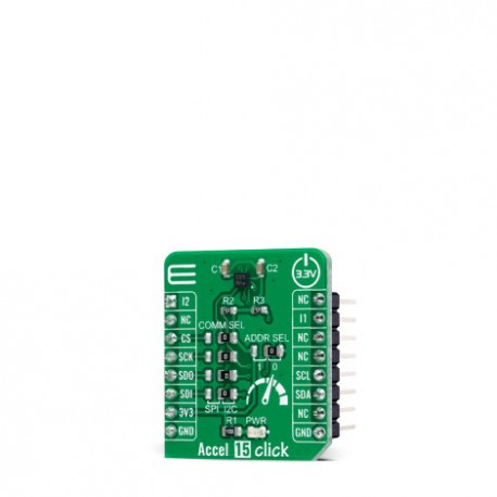 Vue de côté de l'accéléromètre 3 axes Accel 15 Click MIKROE-4501