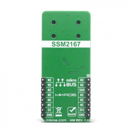 Vue arrière du préamplificateur de microphone MIC 3 Click MIKROE-4136