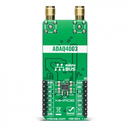 Vue arrière du module d'acquisition DAC 3 Click MIKROE-4486