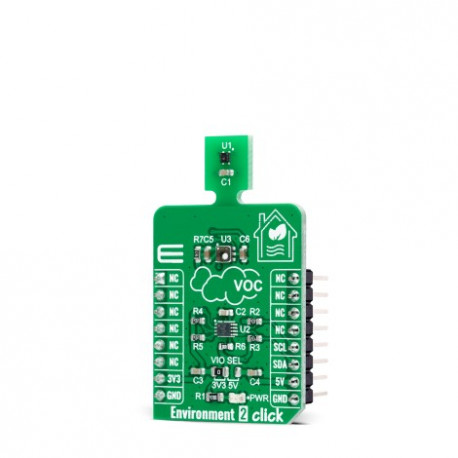 Vue de côté du détecteur de qualité Air Environnement 2 click MIKROE-4558