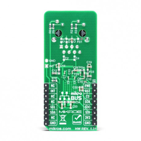 Vue arrière du contrôleur Ethernet ETH 3 Click MIKROE-2850