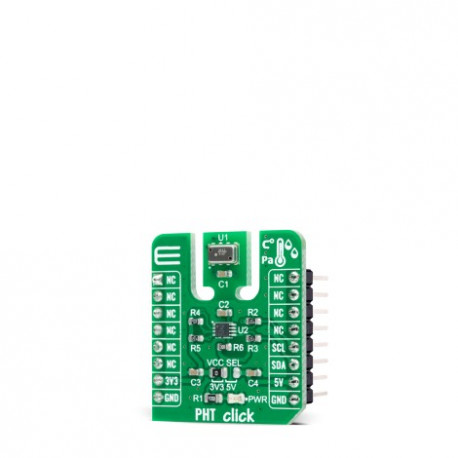 Vue de côté du capteur température humidité pression PHT 15 click MIKROE-4348